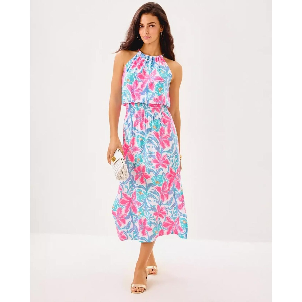 Lily Pulitzer Gracelyn Halter Midi Dress NWT Size XS Beachside Haven